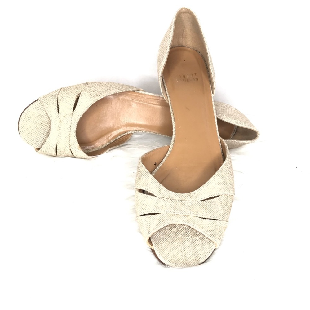 Stuart Weitzman Peep Toe Linen Blend Shoes